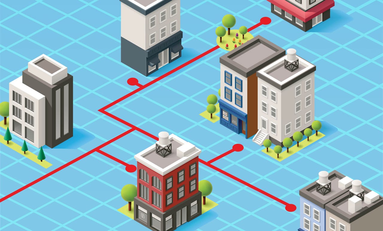 Multi-Location Business IT Integration Graphic